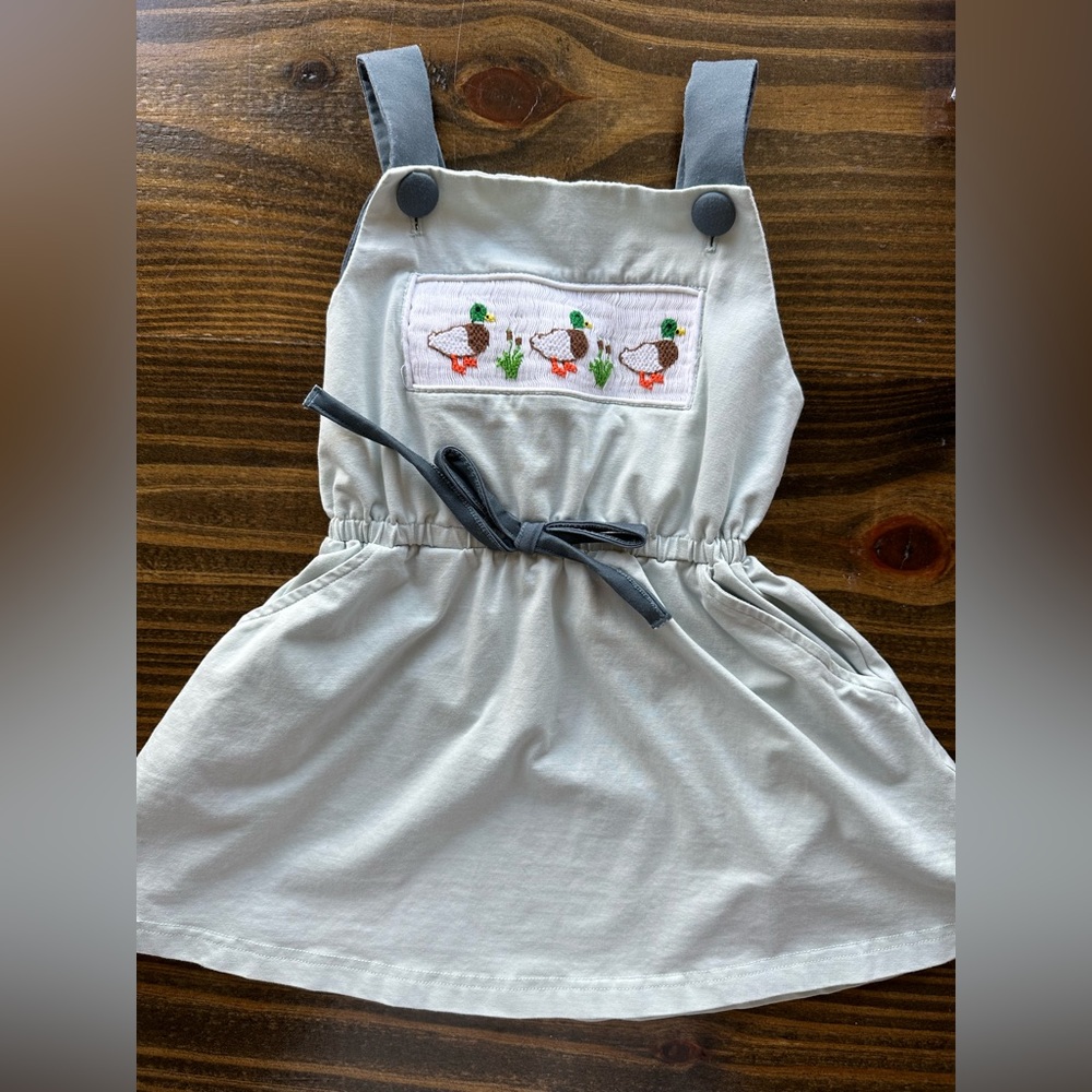 Smocked Duck Dress Sage Green Size 2T